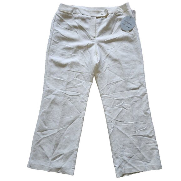 Emma James Wide Leg Pants Womens 16 Ivory Linen Blend Trousers Lined Washable - Picture 1 of 10